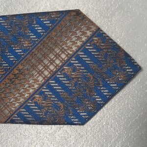 Stacy Adams Men's Tie Hand Made Classic Blue and Brown Patterned